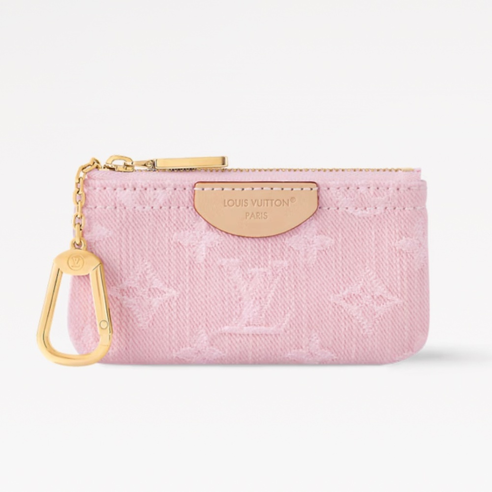 NEW Authentic Louis Vuitton Pink Denim Key Pouch RARE